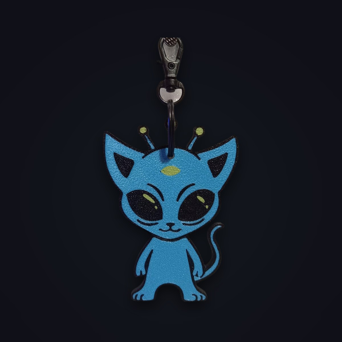 Cosmic Cats keychain, Blue colorway, angle 1 of 4
