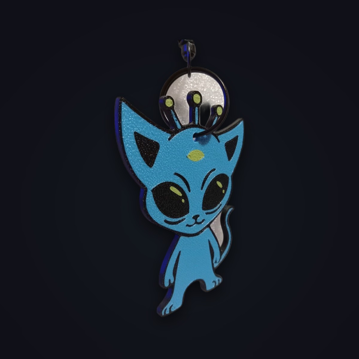 Cosmic Cats keychain, Blue colorway, angle 4 of 4