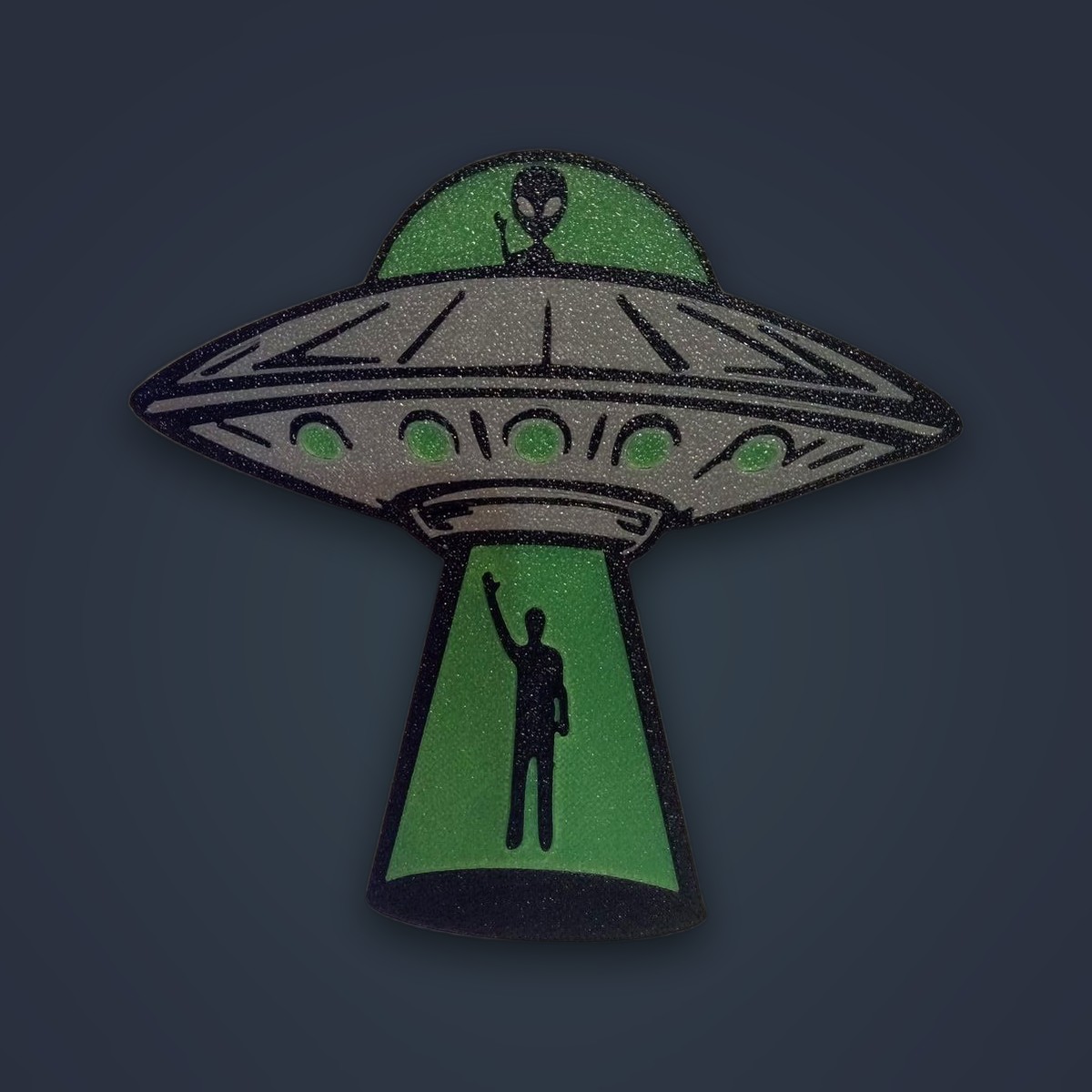 Glow Ship keychain: flying saucer with a beam